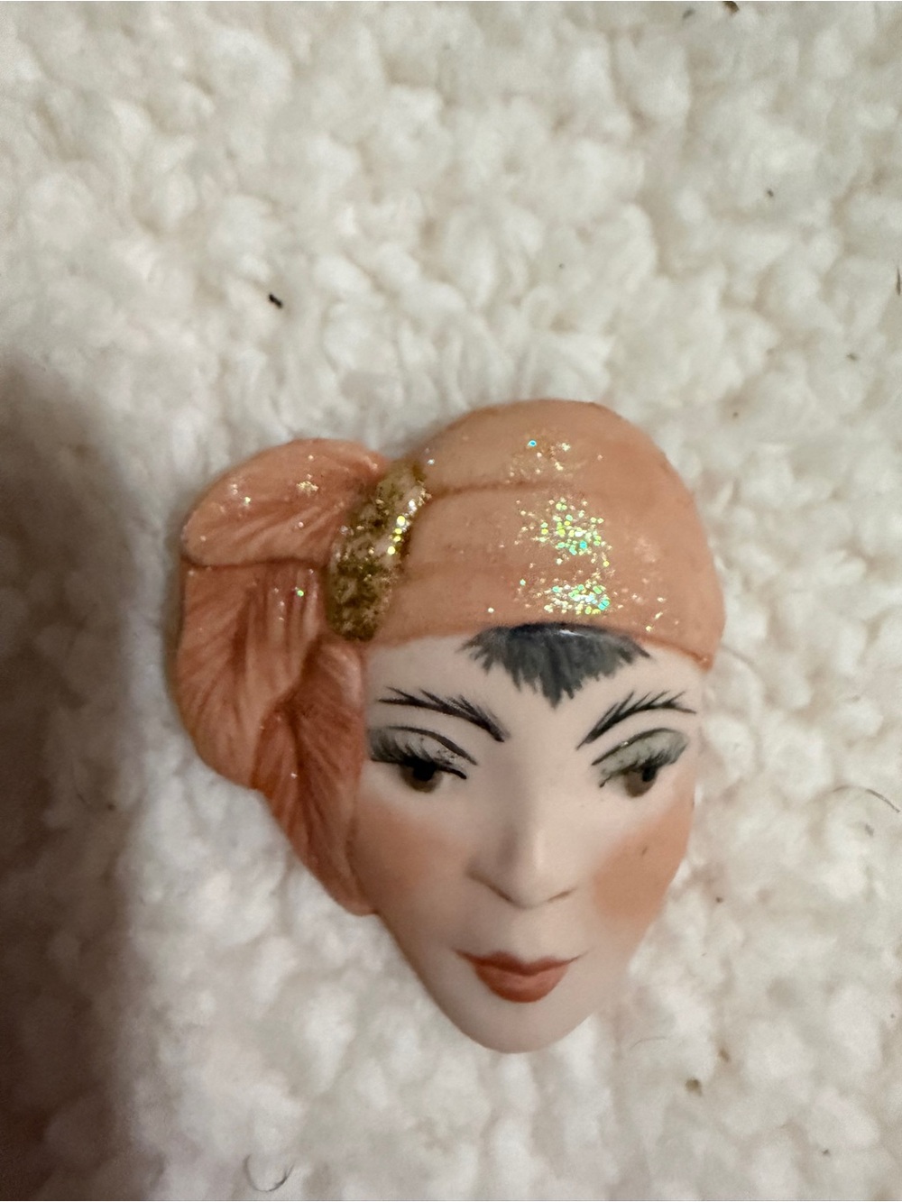 Pink Rose Peach Glitter Decorative Hair Brooch